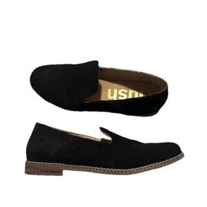 Hush Puppies Black Suede Loafer Flats Preppy Minimalist Sz 7.5 New